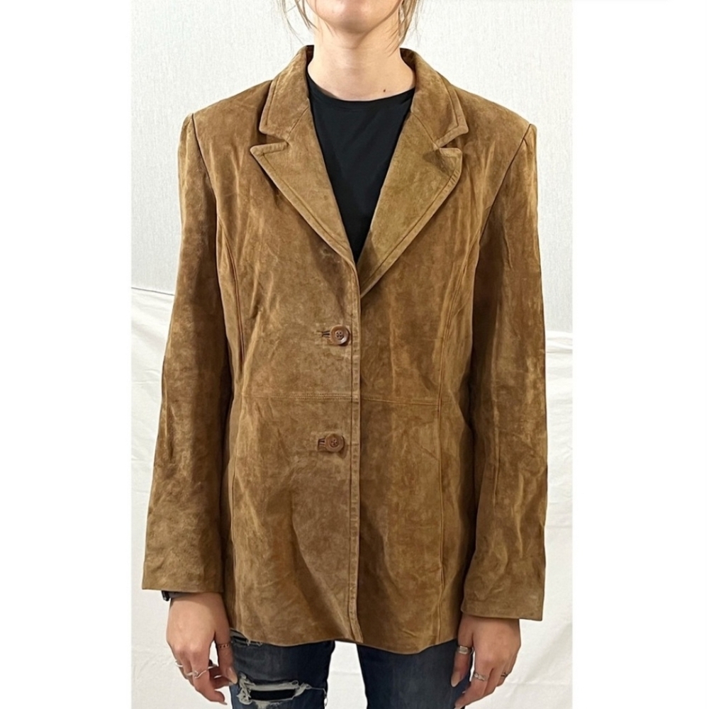 Vintage St. John's Bay Washable Suede Jacket Coat Brown Leather Women's Medium M - Picture 4 of 12